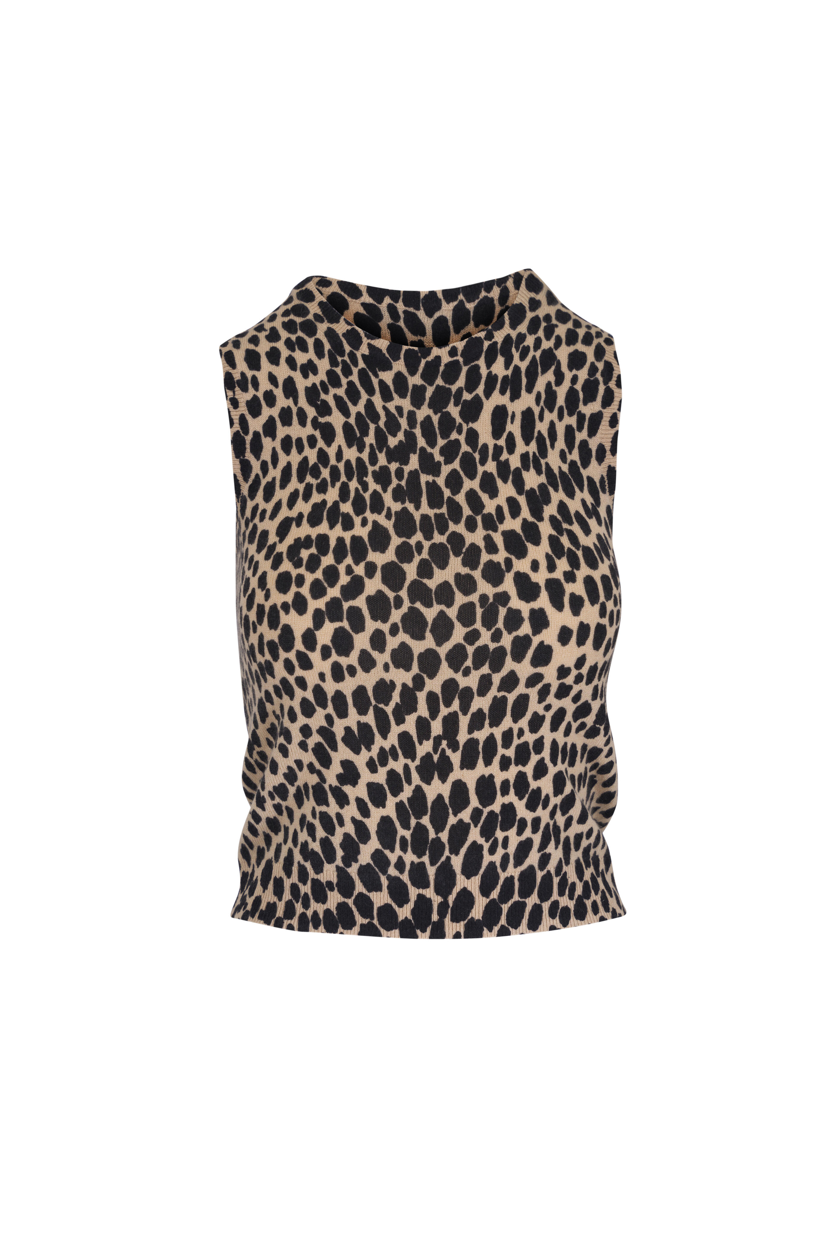 Nili Lotan - Nessa Taupe & Black Animal Print Sweater Tank