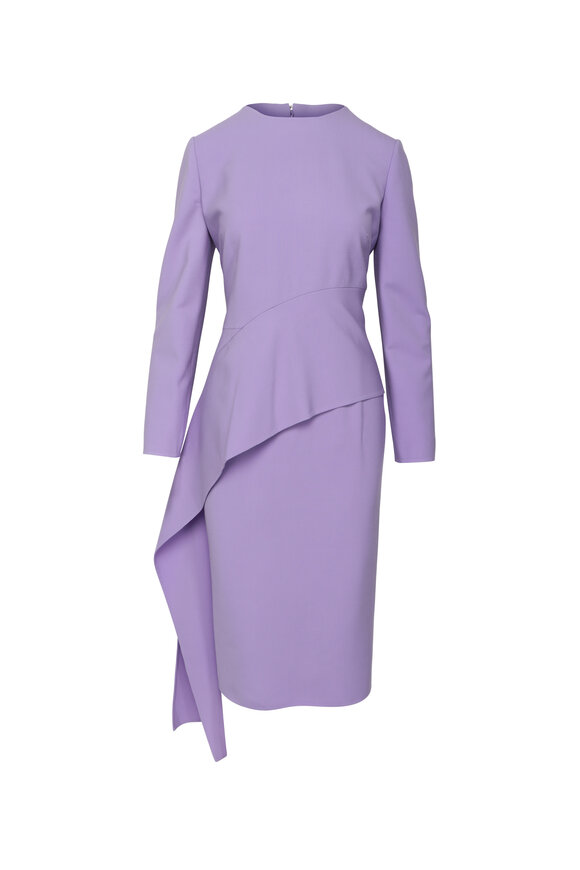 Oscar de la Renta Pansy Asymmetric Drape Midi Dress