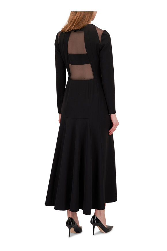 Akris - Black Silk Cut-Out Midi Dress 