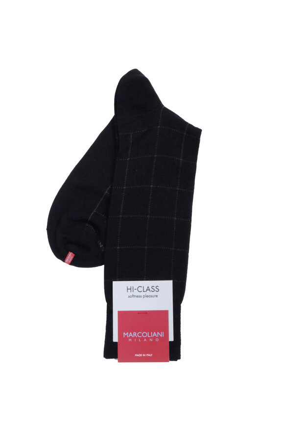 Marcoliani Black Windowpane Midcalf Socks
