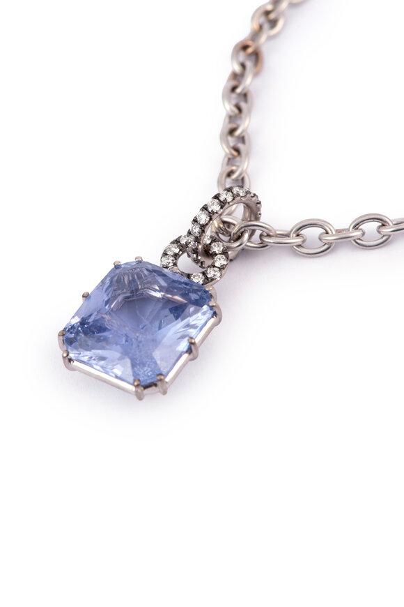 Sylva & Cie 18k White Gold Sapphire & Diamond Pendant Necklace - view 1