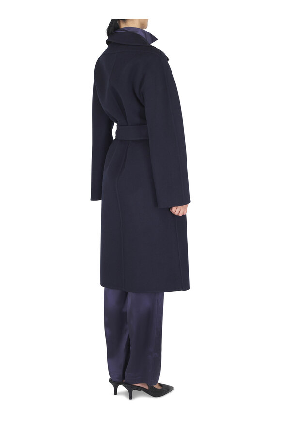 Kiton Navy Blue Cashmere Wrap Coat - view 3