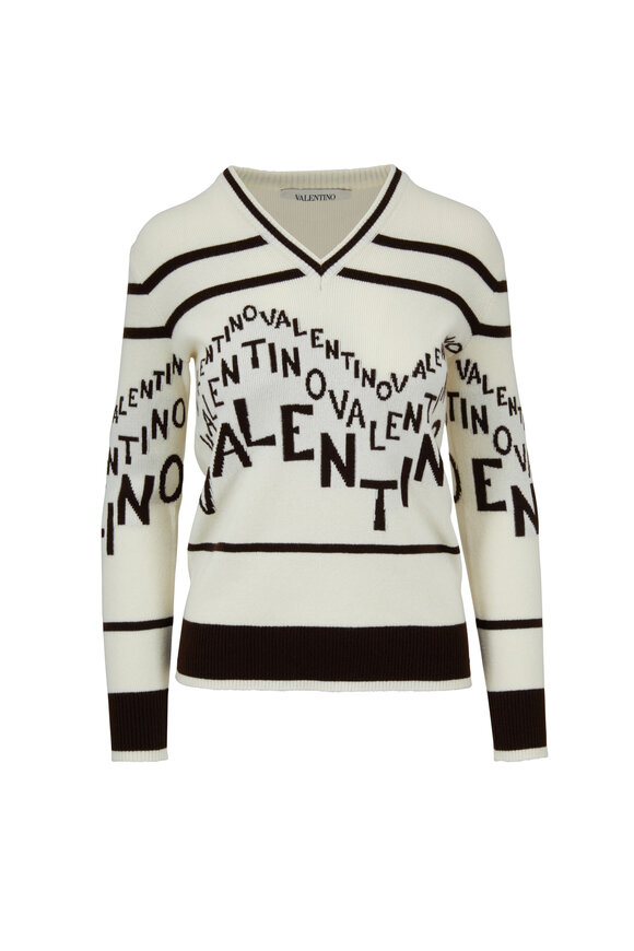 Valentino Logo Chevron Wool & Cashmere Sweater