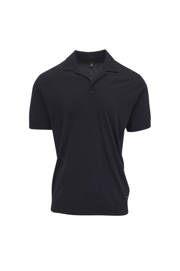 WAHTS Navy Blue Jersey Open Collar Polo