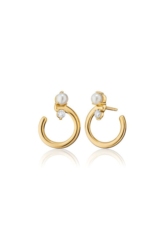 Monica Rich Kosann Galaxy Wrap Pearl & Diamond Hoop Earring 