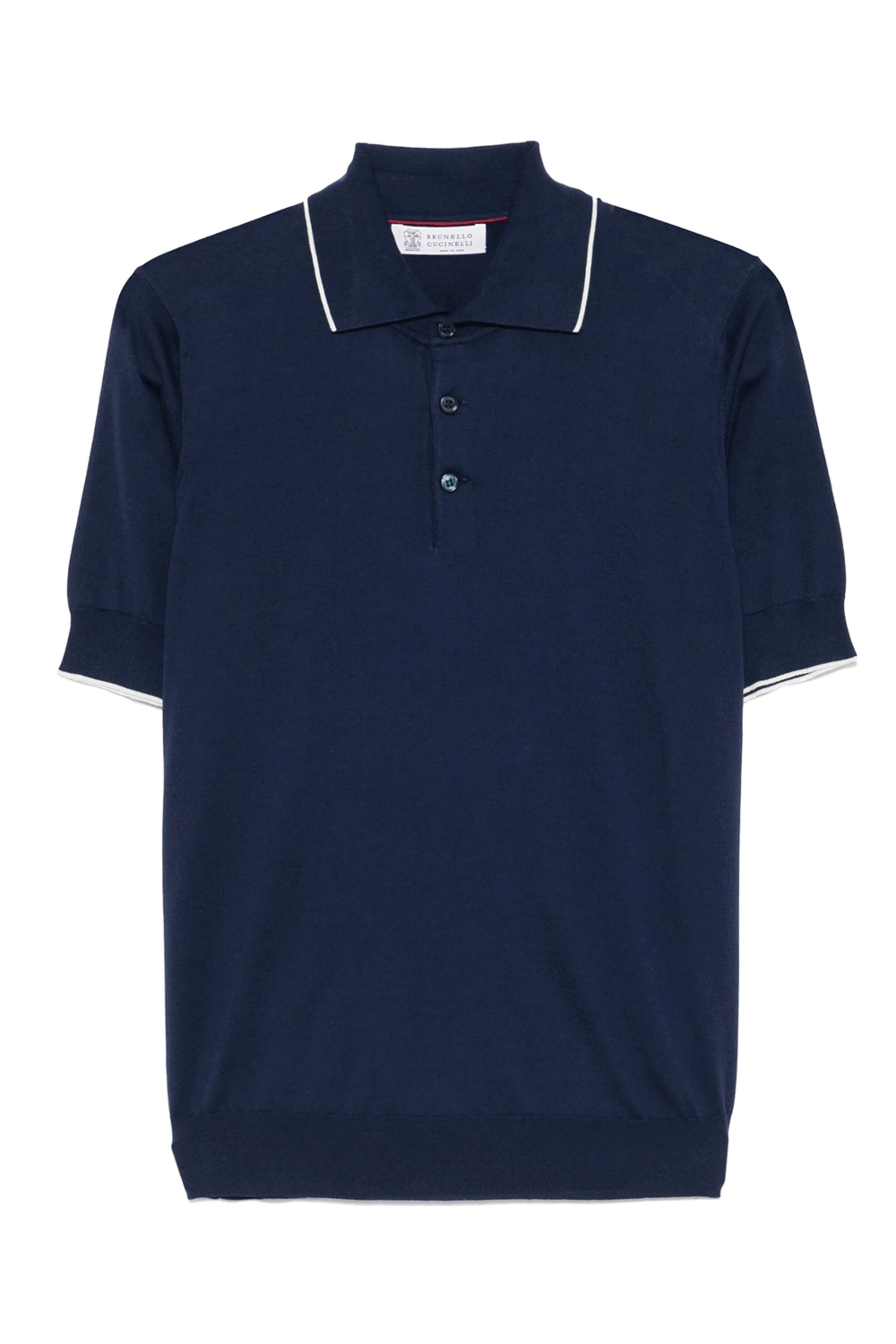 BRUNELLO CUCINELLI ブルネロクチネリ クレリック ポロシャツ Brunello Cucinelli - Blue Short Sleeve Polo | Mitchell Stores