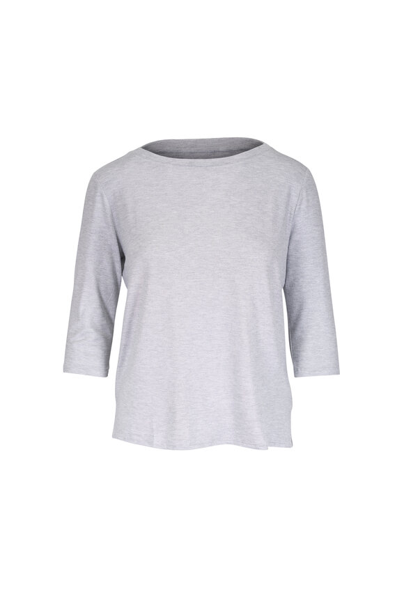 Majestic Soft Touch Gray Metallic Bateau T-Shirt