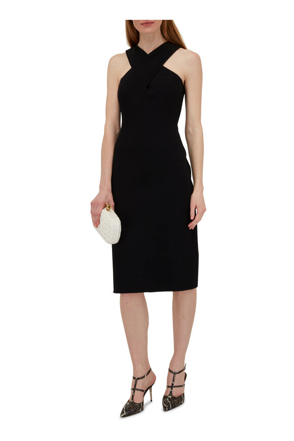 ワンピース Michael Kors Woman Dress Black MS582WLF4C 001 Michael Kors Collection Womens Ribbed Off-The-Shoulder Dress
