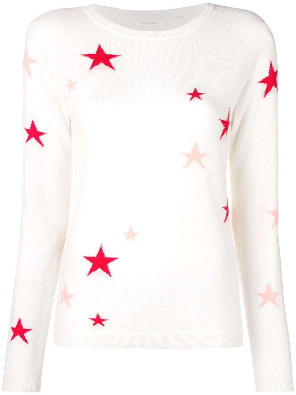 Chinti & Parker - Cream & Peach Stars Cashmere Sweater