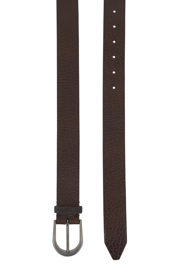 Brunello Cucinelli - Sigaro Hammered Shiny Leather Monili Belt