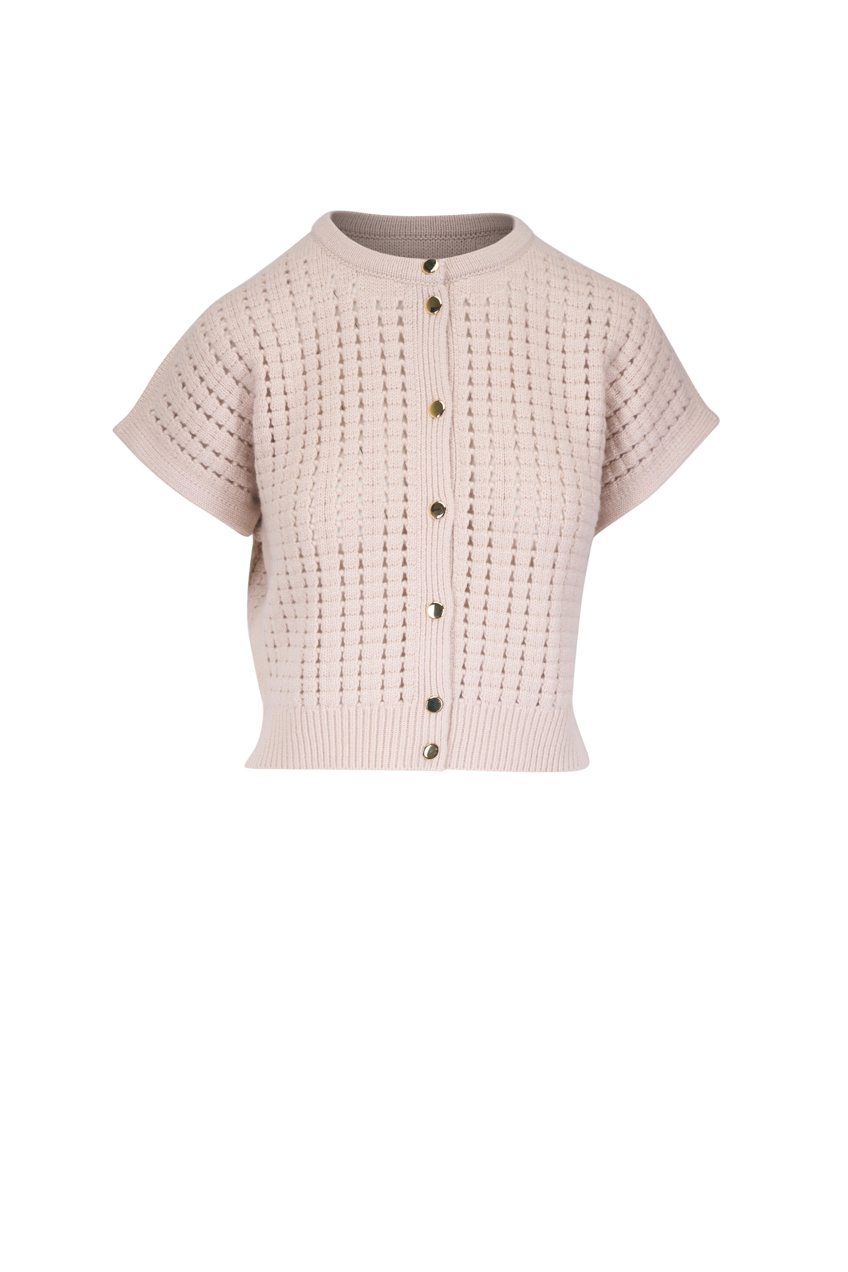 Akris - Greige Knit Cap Sleeve Crop Cardigan | Mitchell Stores