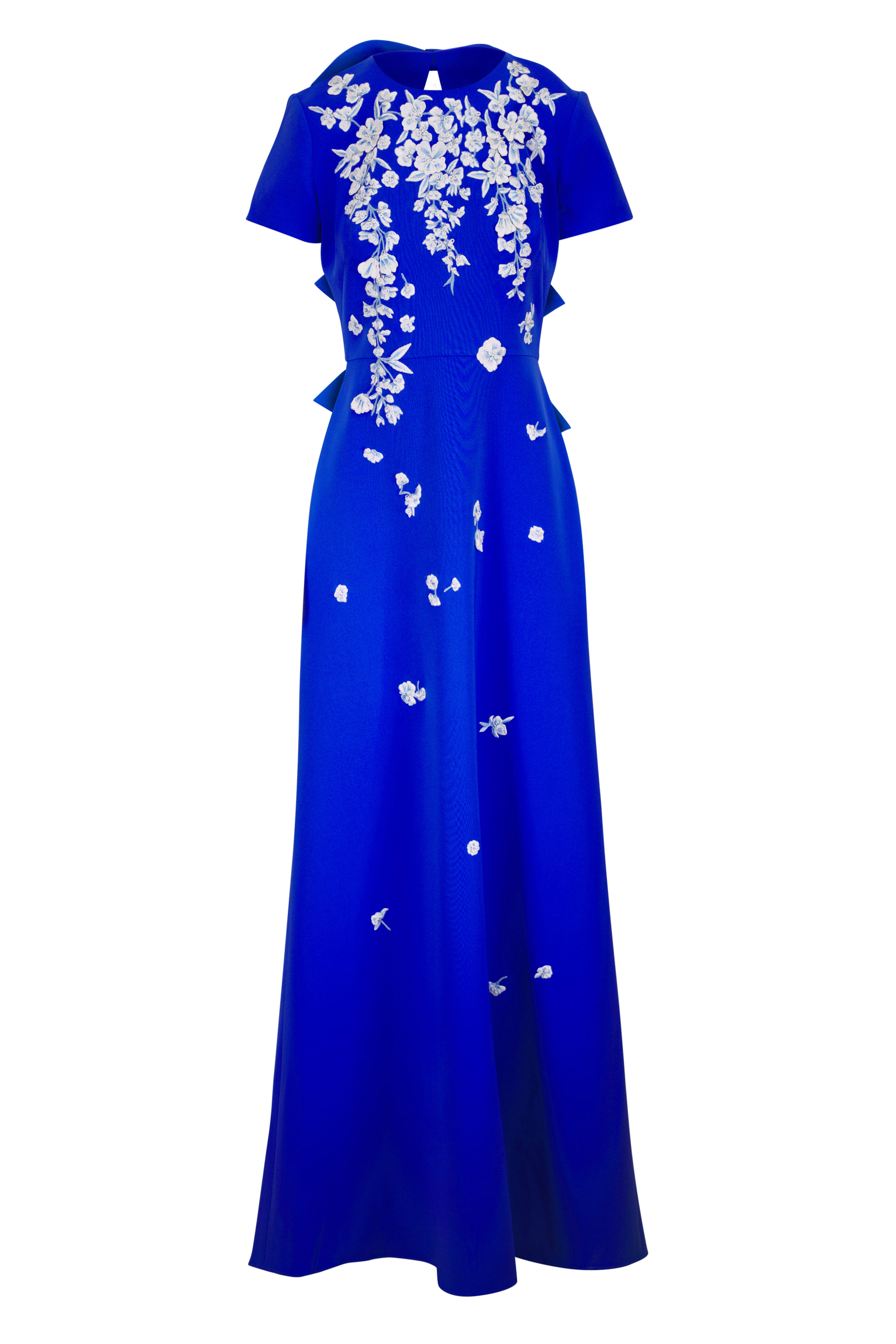 Carolina Herrera - Delphinium Multi Embroidered Floral Bow Gown