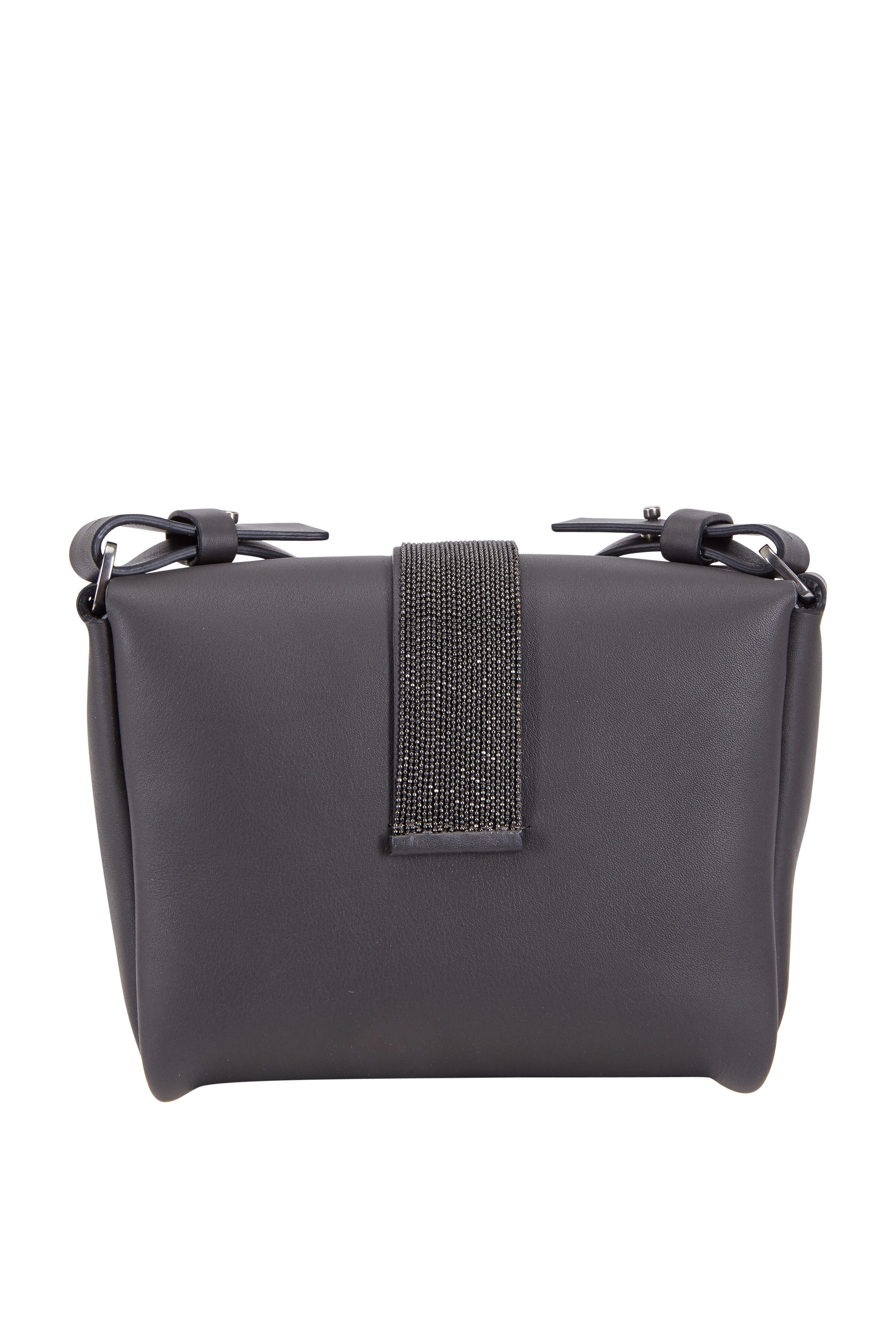 Brunello Cucinelli - Carbon Leather Monili Fringed Mini