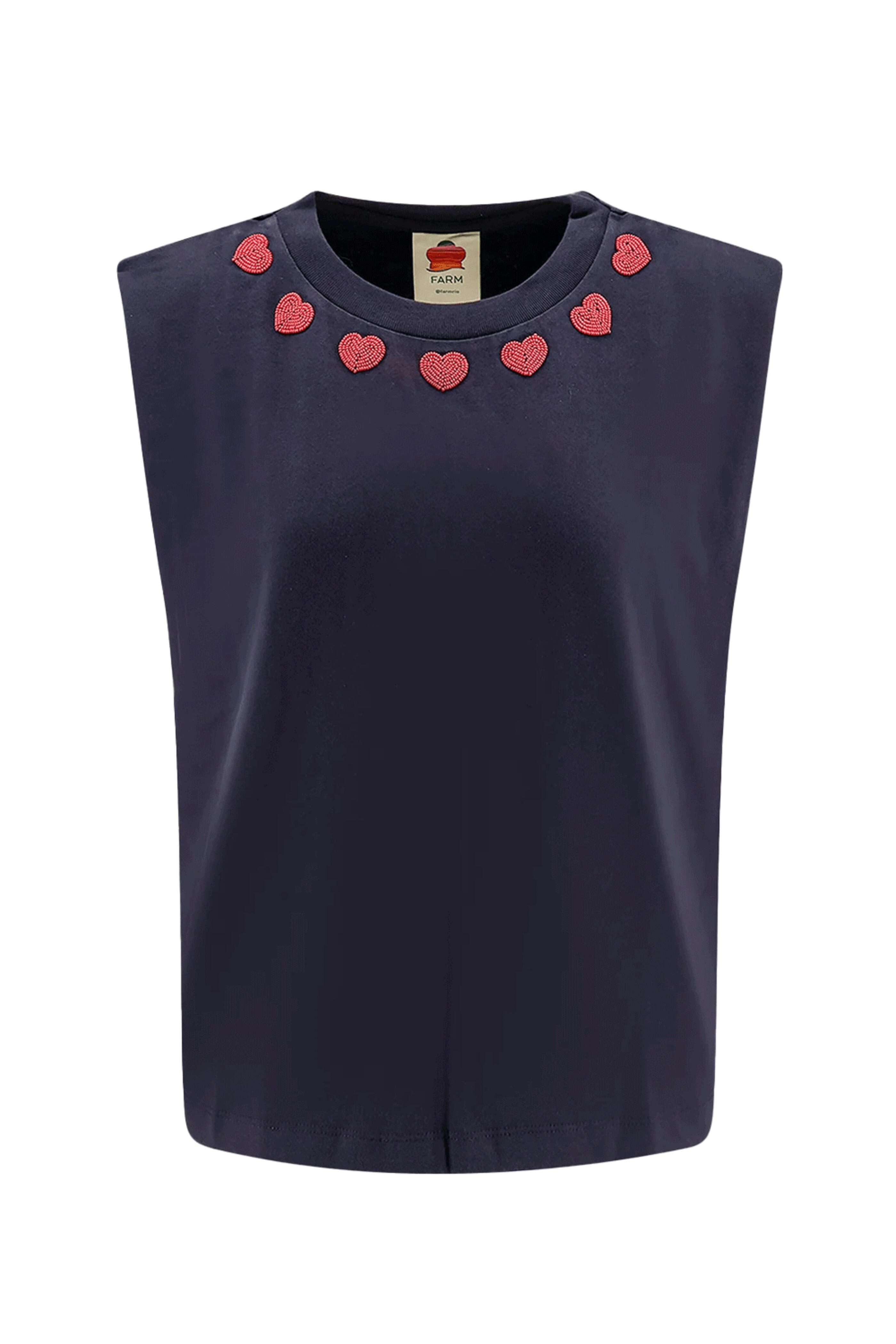 Farm Rio - Black Beaded Hearts T-Shirt