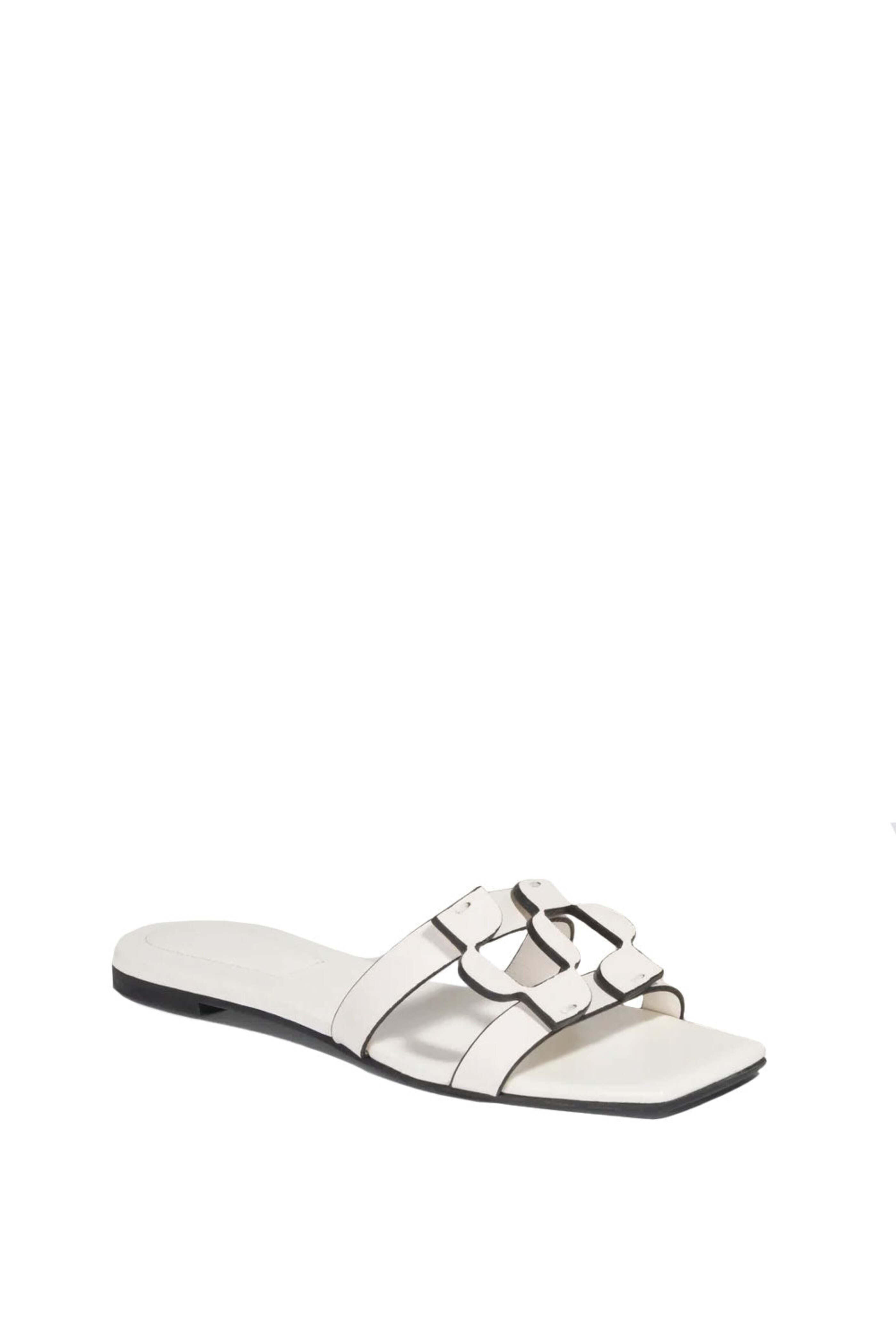 Simkhai - Monogram Leather Flat Slide in Ivory