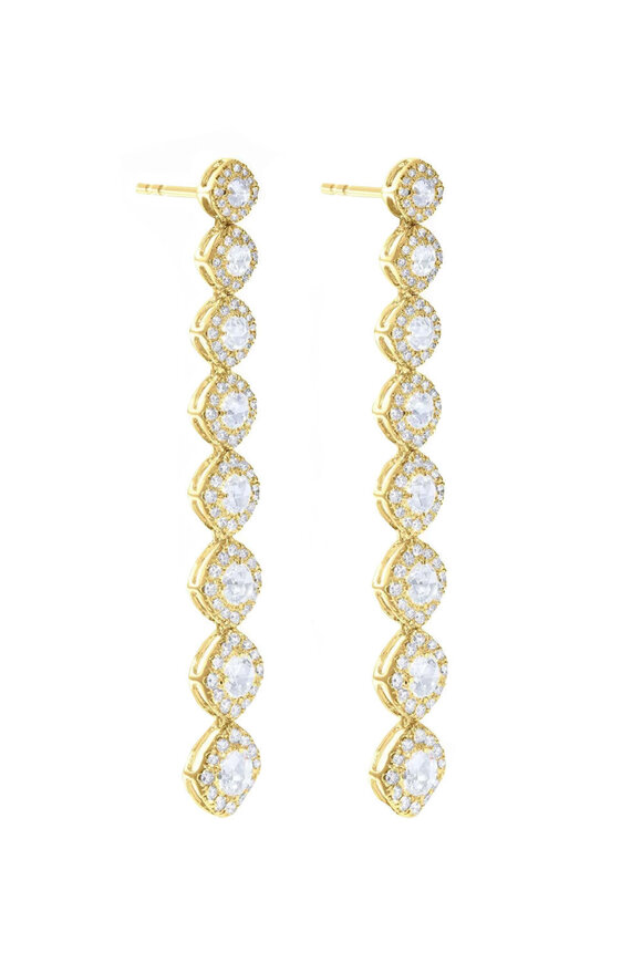 64 Facets Cushion Diamond Drop Earrings