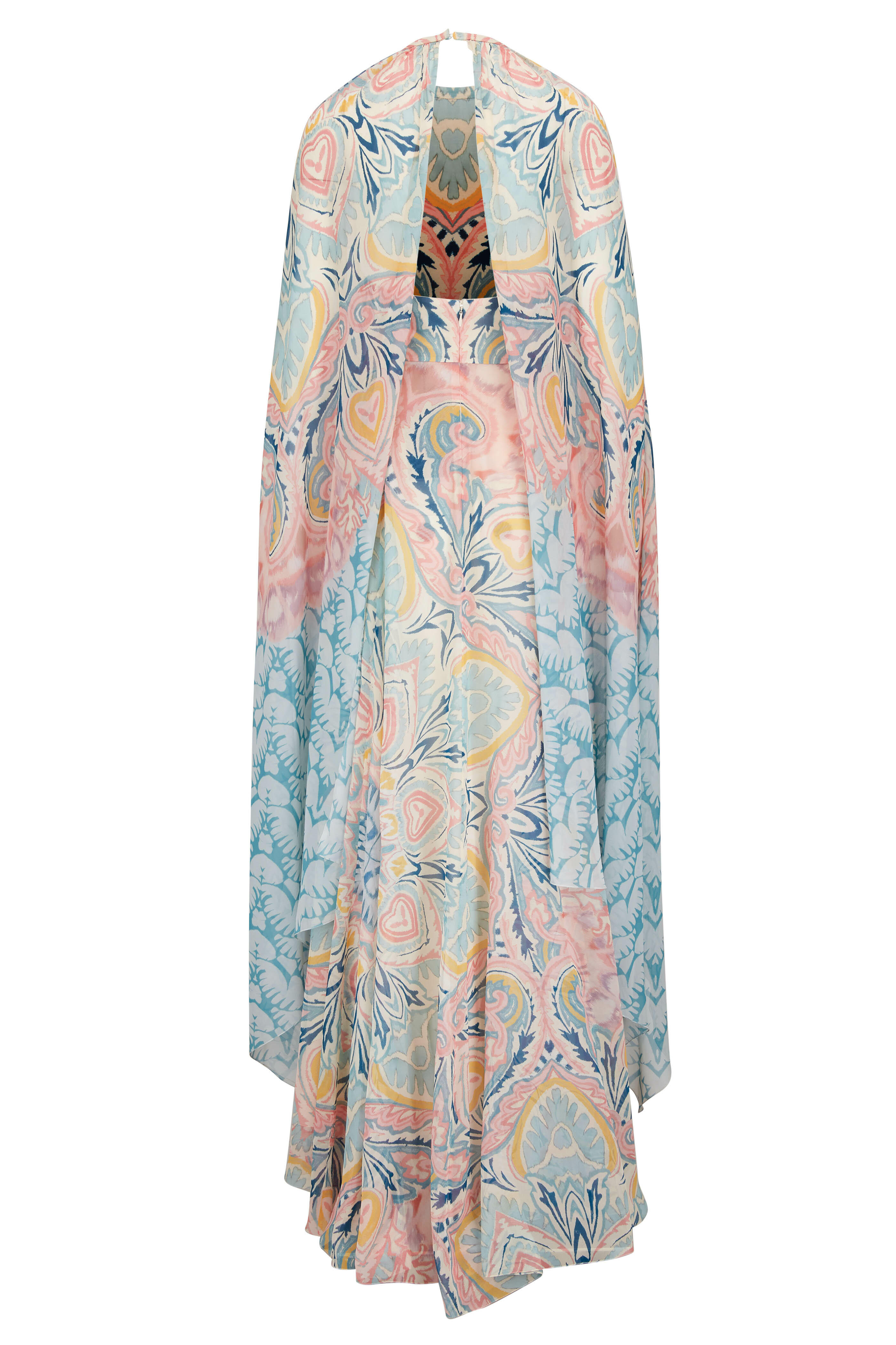 Etro - Floral Lucky Clover Print Silk Cape Dress