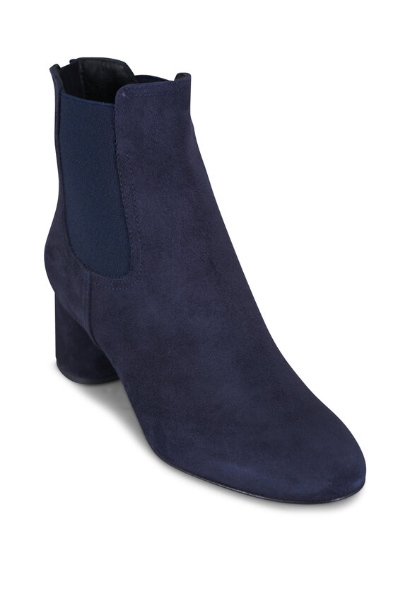 Jimmy Choo - Harris Navy Blue Suede Ankle Wrap Bootie, 65mm