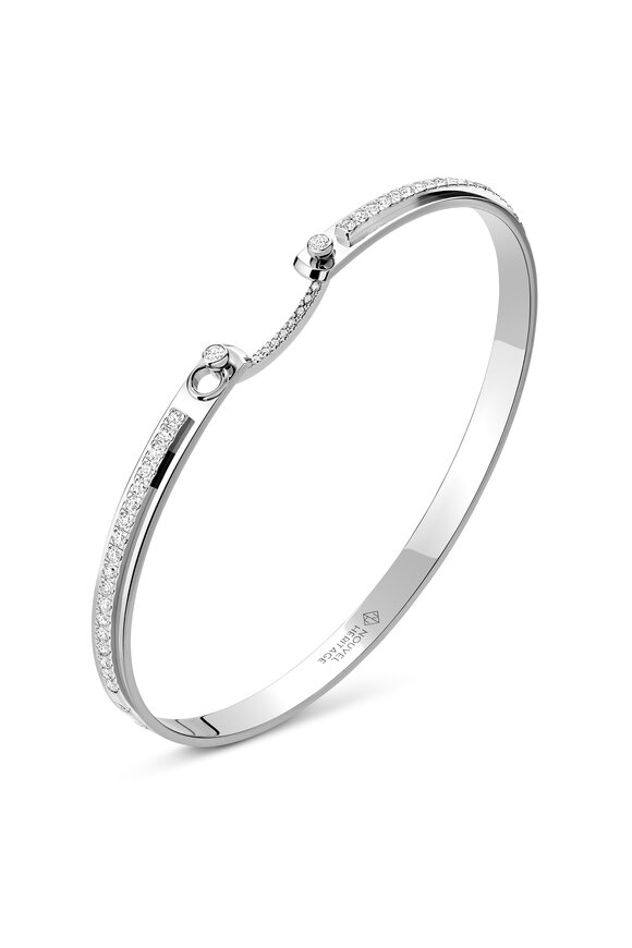Nouvel Heritage 18k White Gold Diamond Tuxedo Bangle