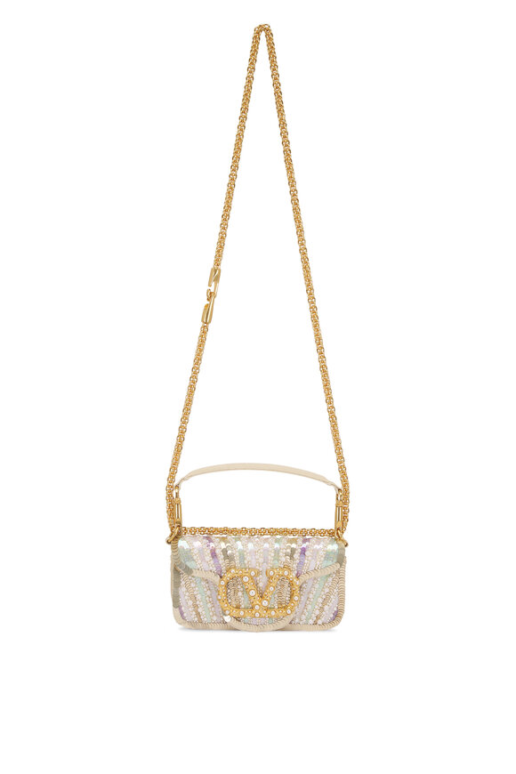 Valentino Garavani Loco Sequin-Embroidered Moire Shoulder Bag