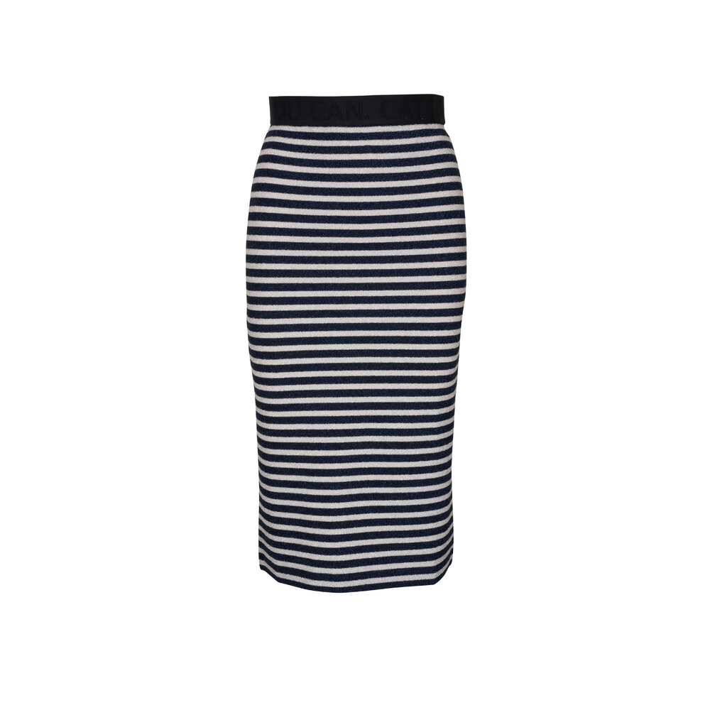 Dorothee Schumacher - Endless Shimmer Navy & Silver Stripe Skirt