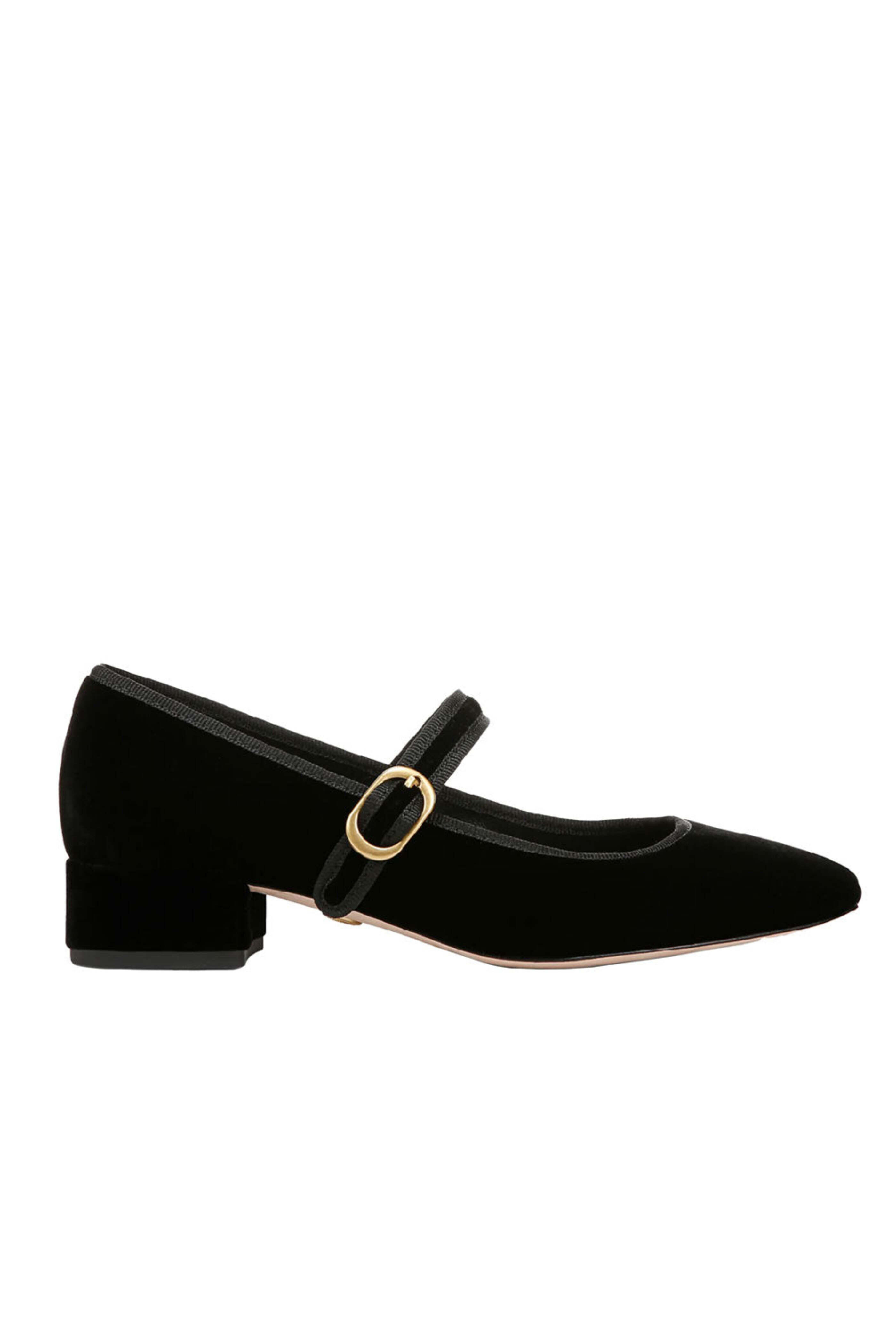 Veronica Beard - Cade Velvet Mary Jane Ballerina Pump in Black