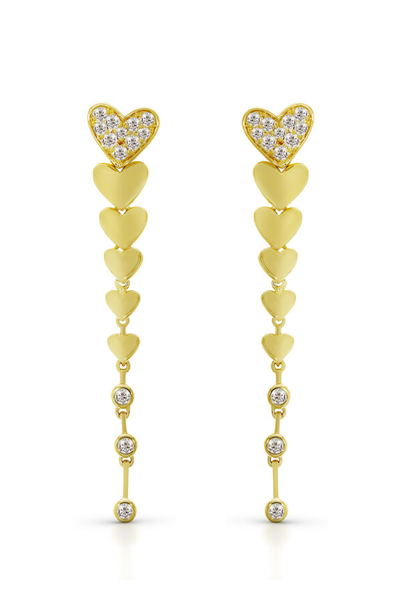 Hueb - Hearts Diamond & Yellow Gold Climber Earrings