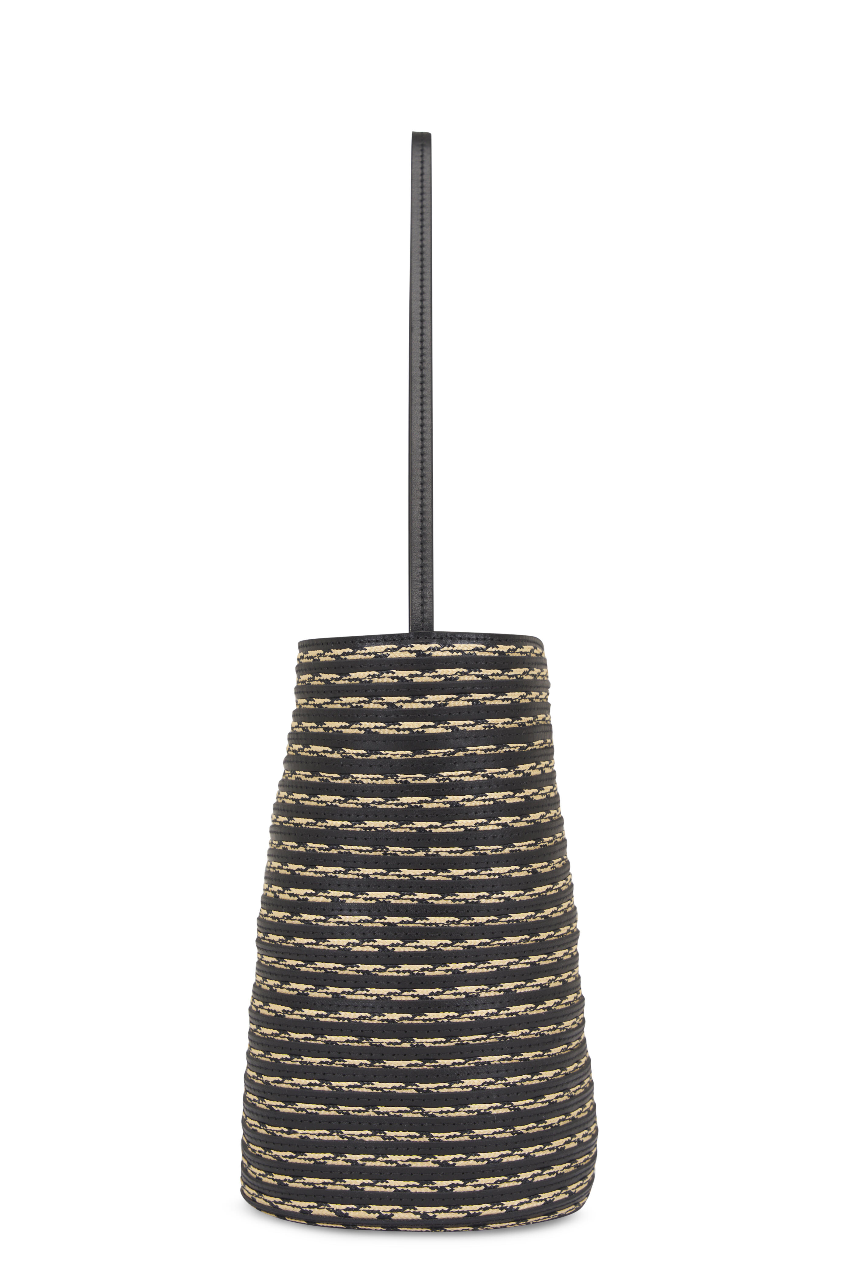 The Row - Smal N/S Beau Black & Natural Raffia Tote