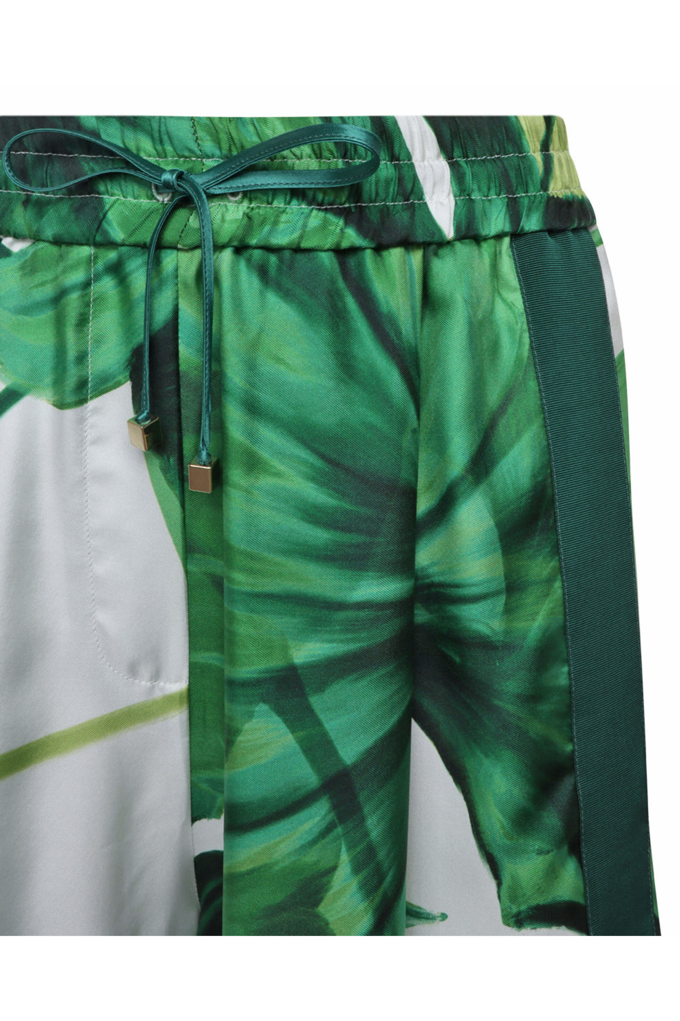 F.R.S. - Green Palm Print Silk Asteria Pant | Mitchell Stores