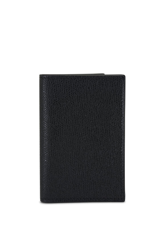 Valextra Black Leather Bi-Fold Wallet