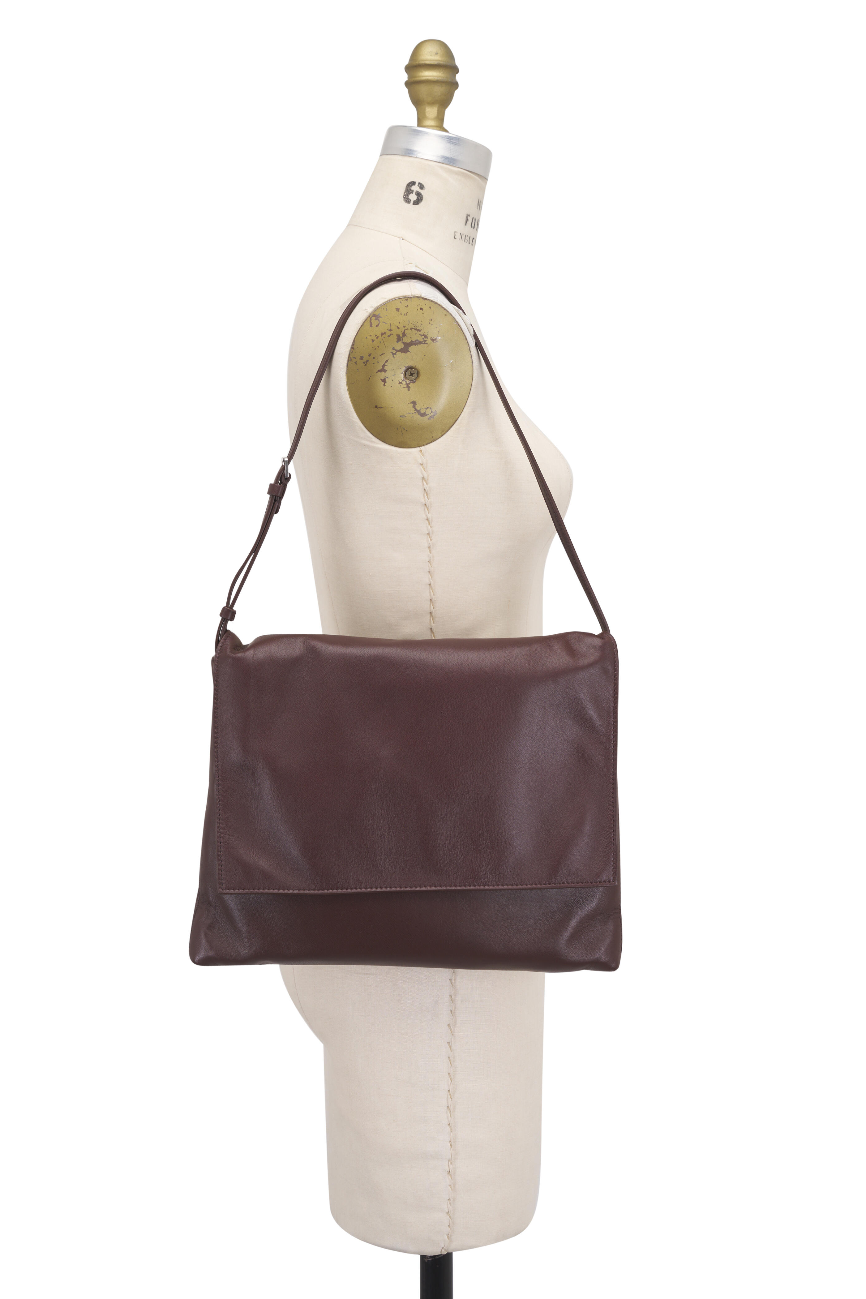 The Row - Nan Brown Mélange Leather Shoulder Bag