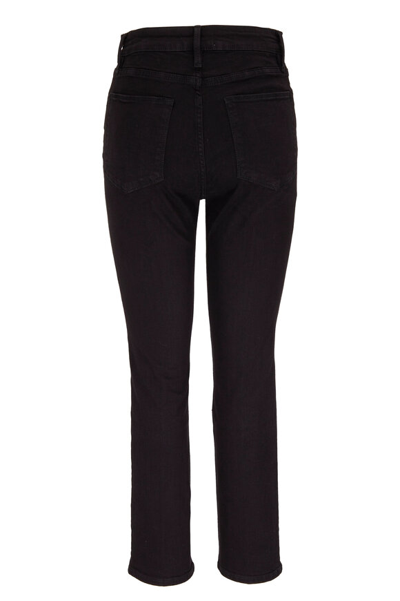 Frame - Le Super High Black Straight Leg Exposed Zip Pant