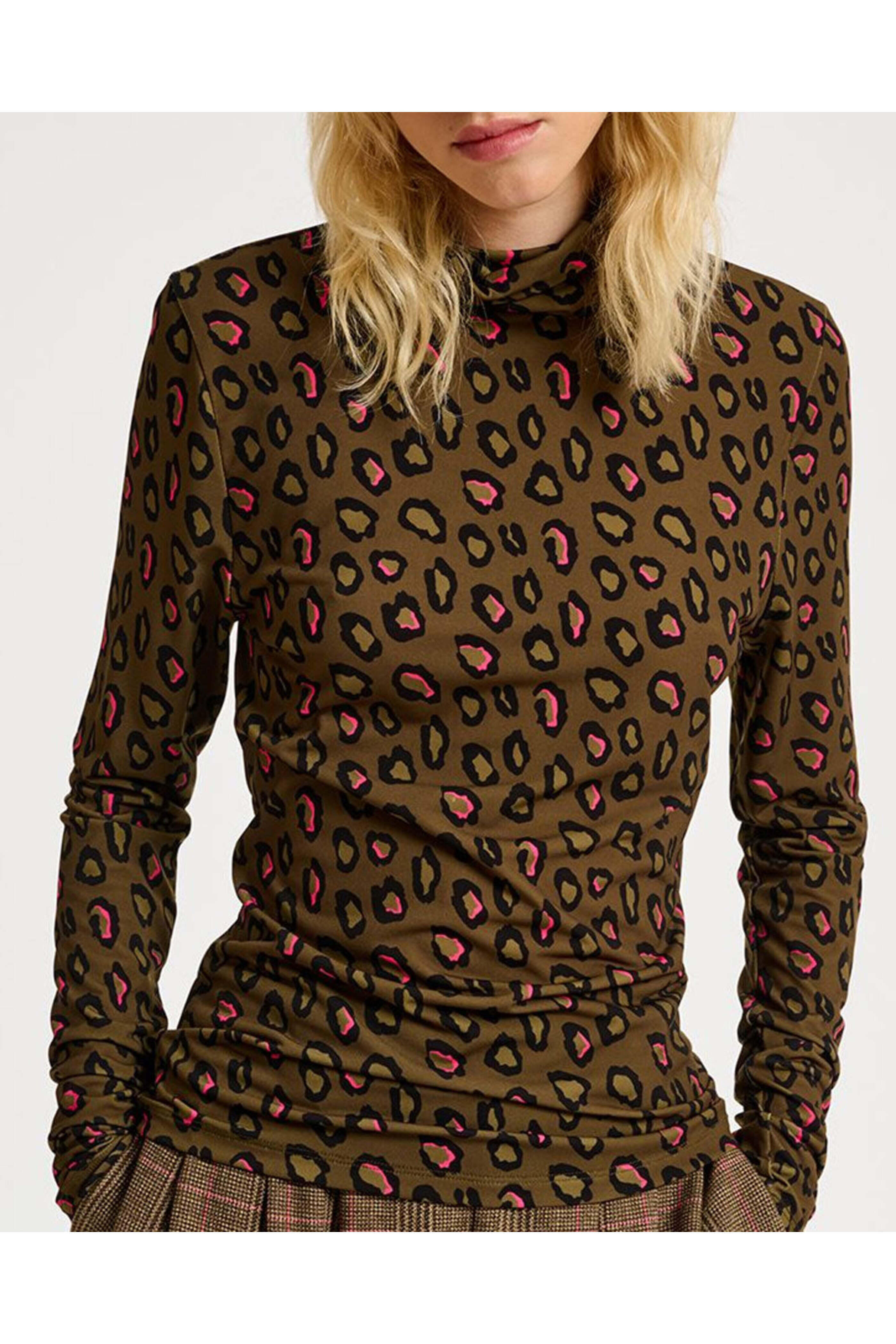 Essentiel Antwerp - Trekking Green Campine Printed Turtleneck Top