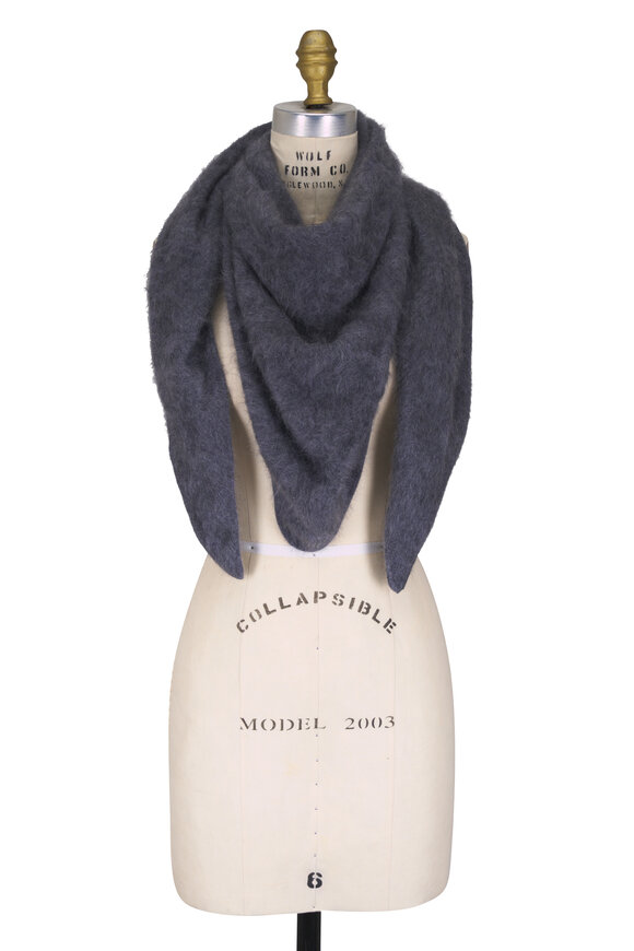 Lisa Yang Brushed Graphite Cashmere Bandana Scarf - view 1