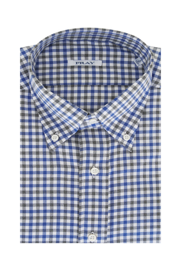 Fray - Blue & Gray Check Cotton Dress Shirt