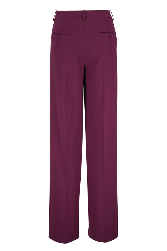 Michael Kors Collection Camilla Burgundy Double Pleat Stretch Wool Pant - view 2