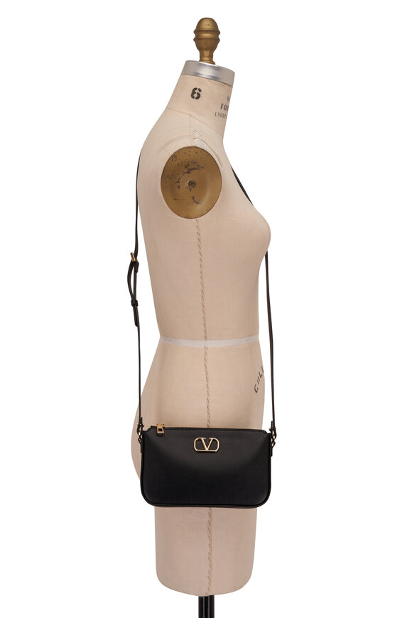 Valentino Garavani - Mini VLogo Black Leather Crossbody Bag 