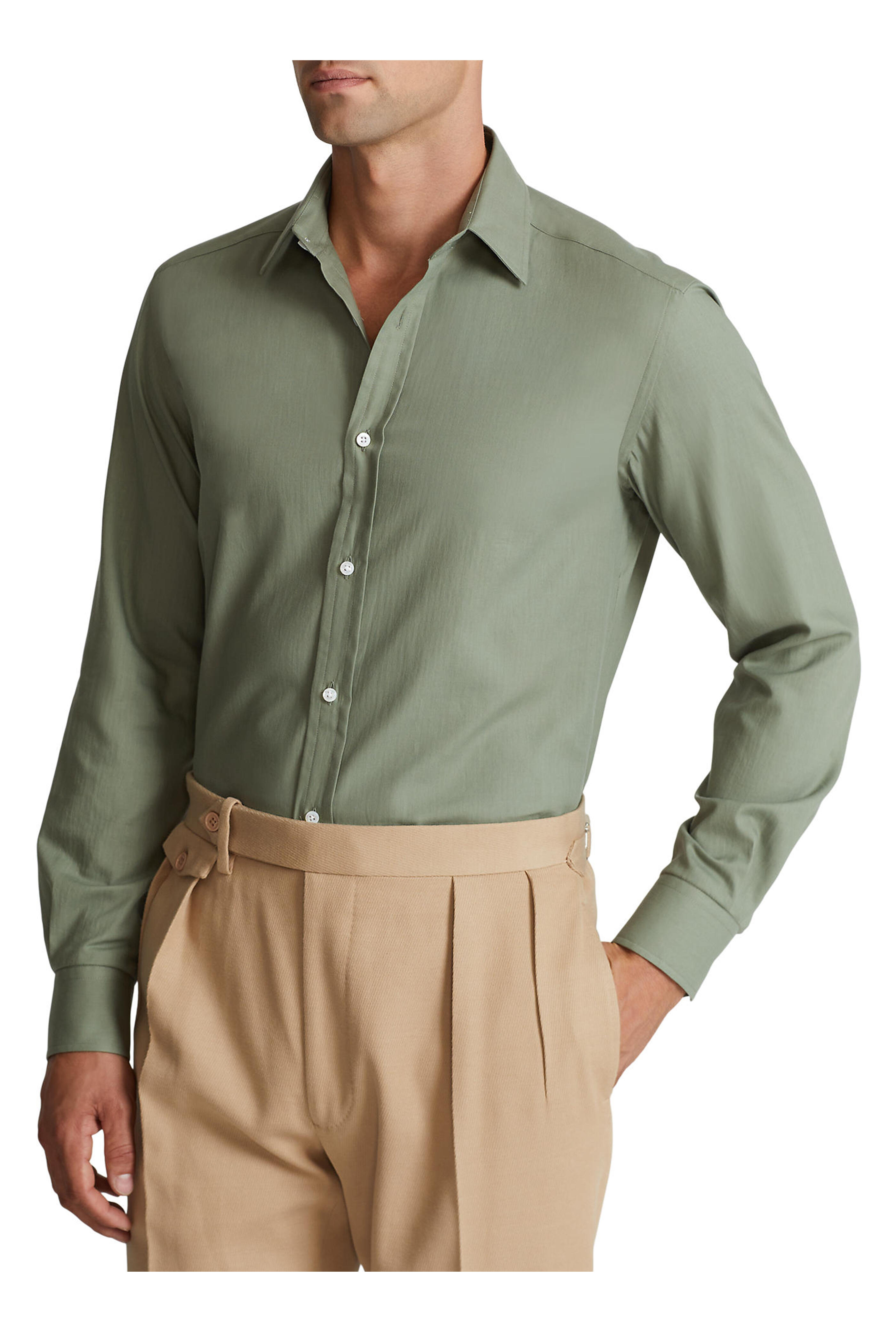 Ralph Lauren Purple Label - Sea Spray Green Herringbone Sport Shirt