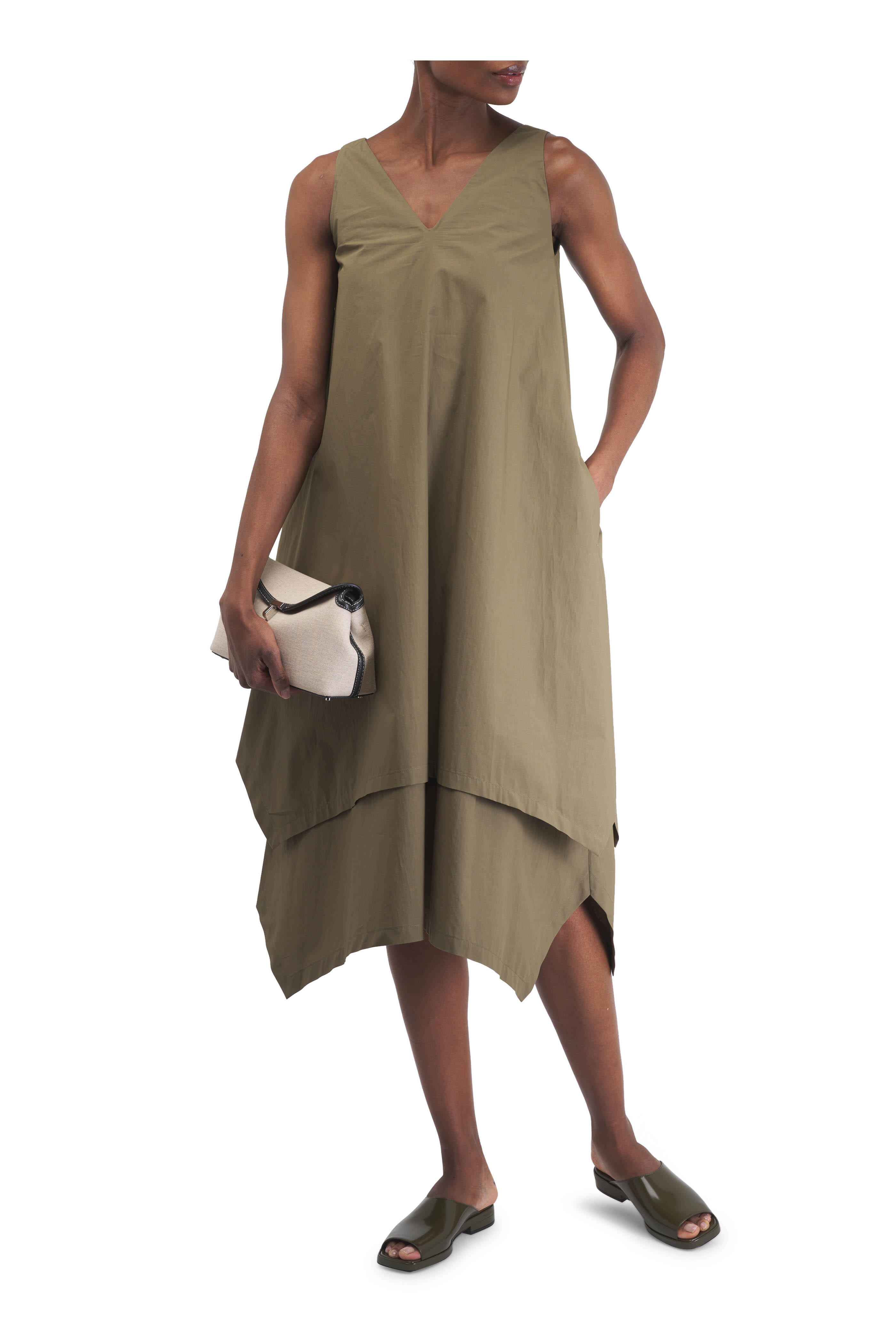 Odeeh - Dark Olive Cotton Poplin Dress