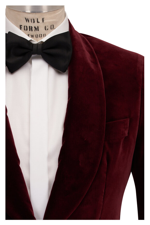 Atelier Munro - Burgundy Velvet Shawl Collar Dinner Jacket