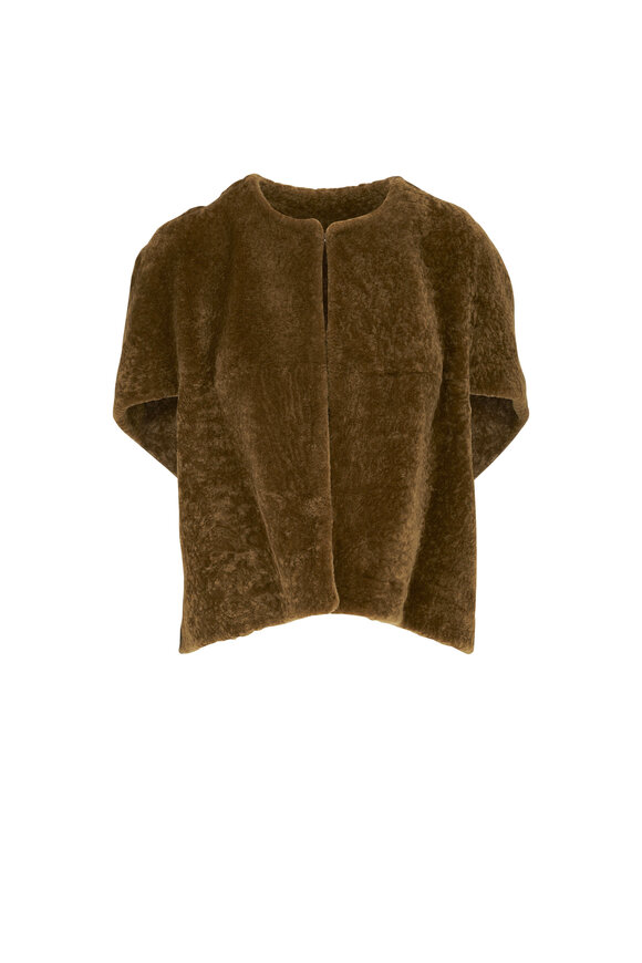 Estella | Goff Hooded Wrap Coat in Mocha Brown Virgin Wool Small
