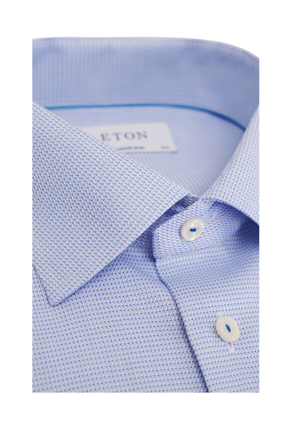 Eton - Light Blue Textured Cotton Dress Shirt