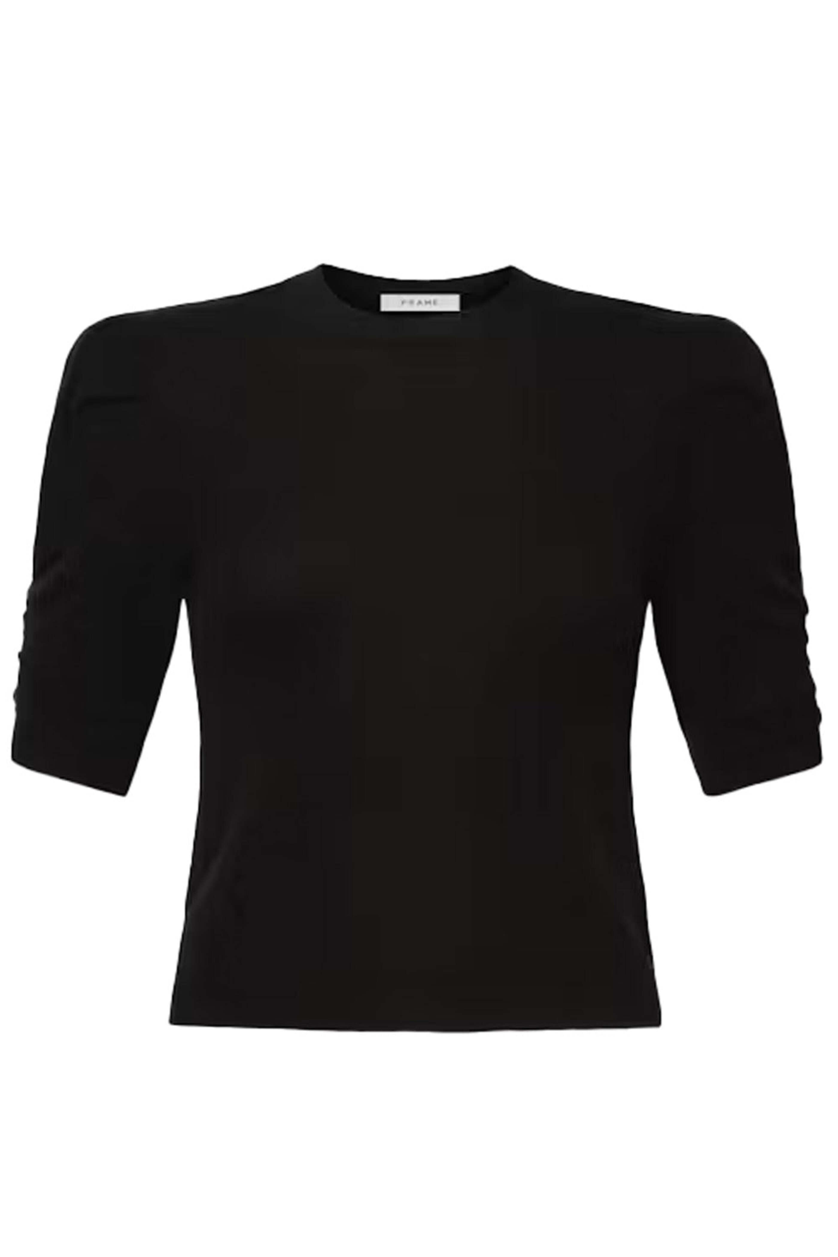 Frame - Noir Cashmere Ruched Short Sleeve Sweater