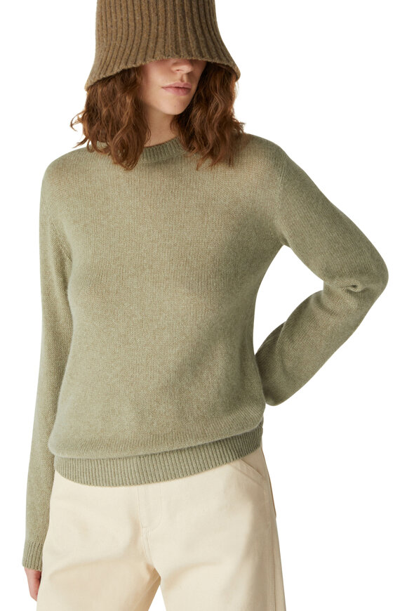 Loro Piana - Fobello Khaki Green Baby Cashmere Crewneck Sweater