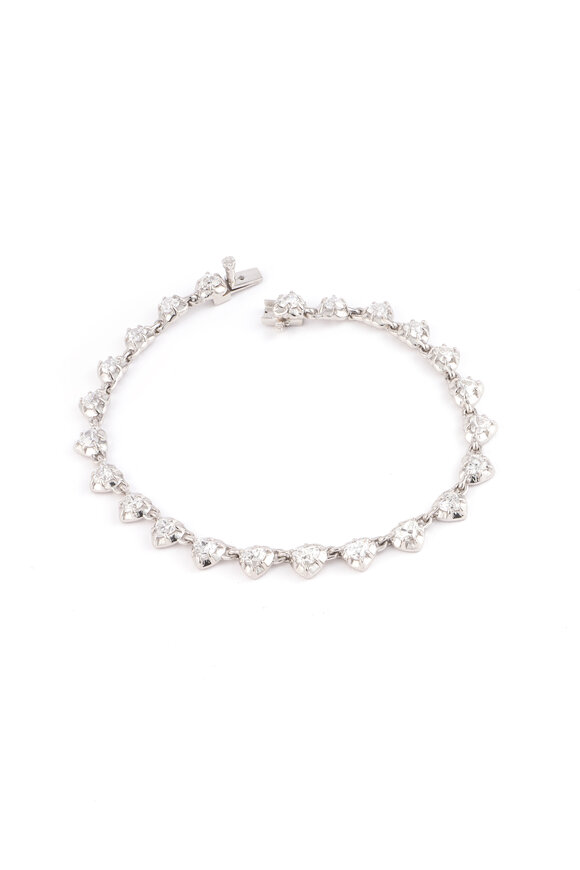 Sylva & Cie 18k White Gold Diamond Heart Bracelet