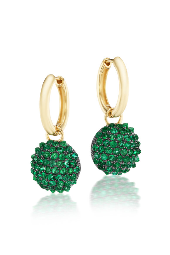 Nam Cho 18k Yellow Gold Emerald Detachable Hoop Earring - view 1