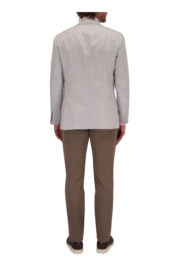 Kiton - Light Gray Cashmere Blend Herringbone Sportcoat
