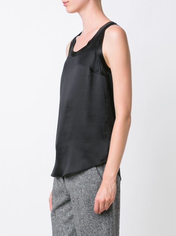 Brunello Cucinelli Black Silk Scoop Neck Reversible Tank - view 3