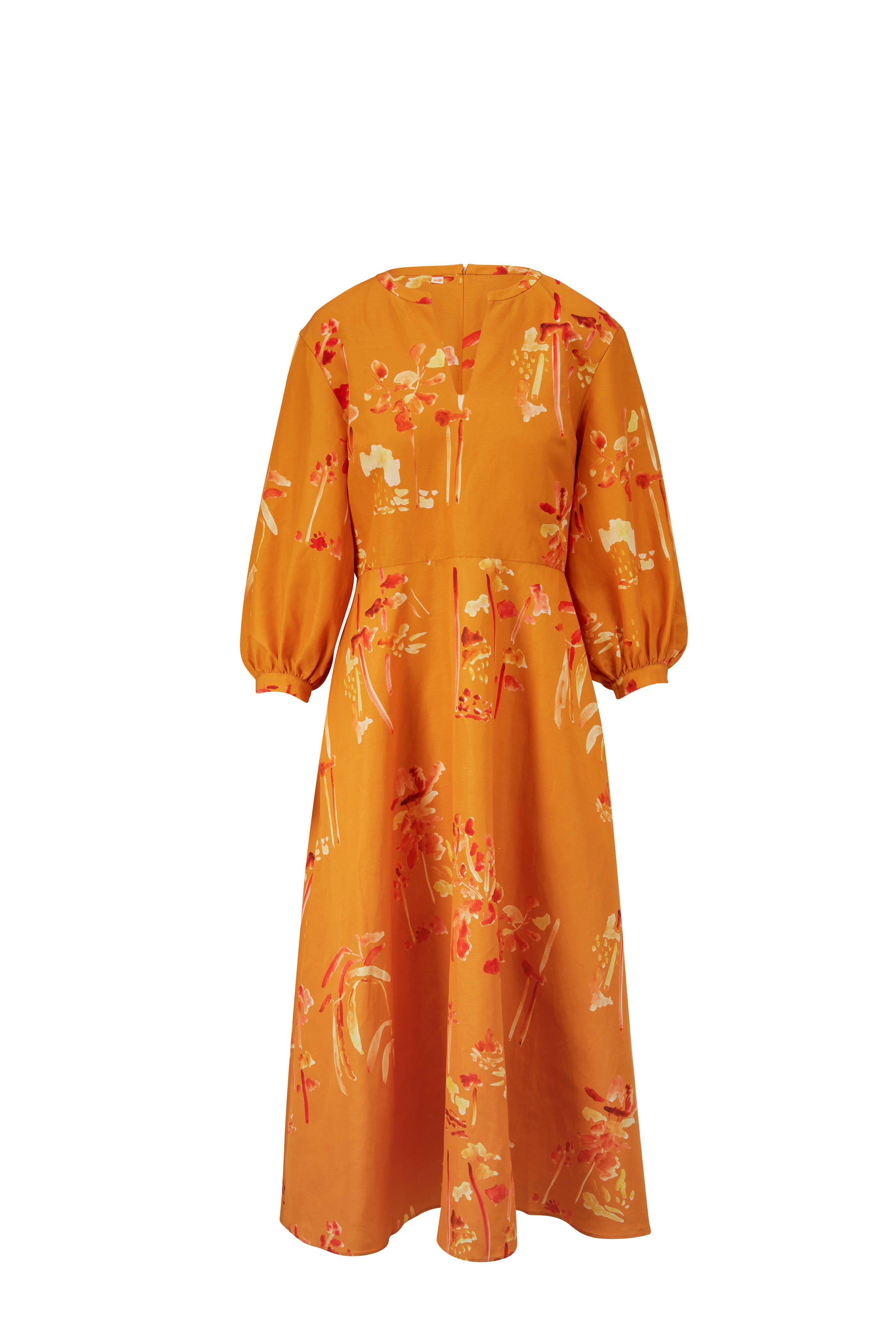 Lafayette 148 New York - Leona Tuscan Orange Three-Quarter Sleeve Dress