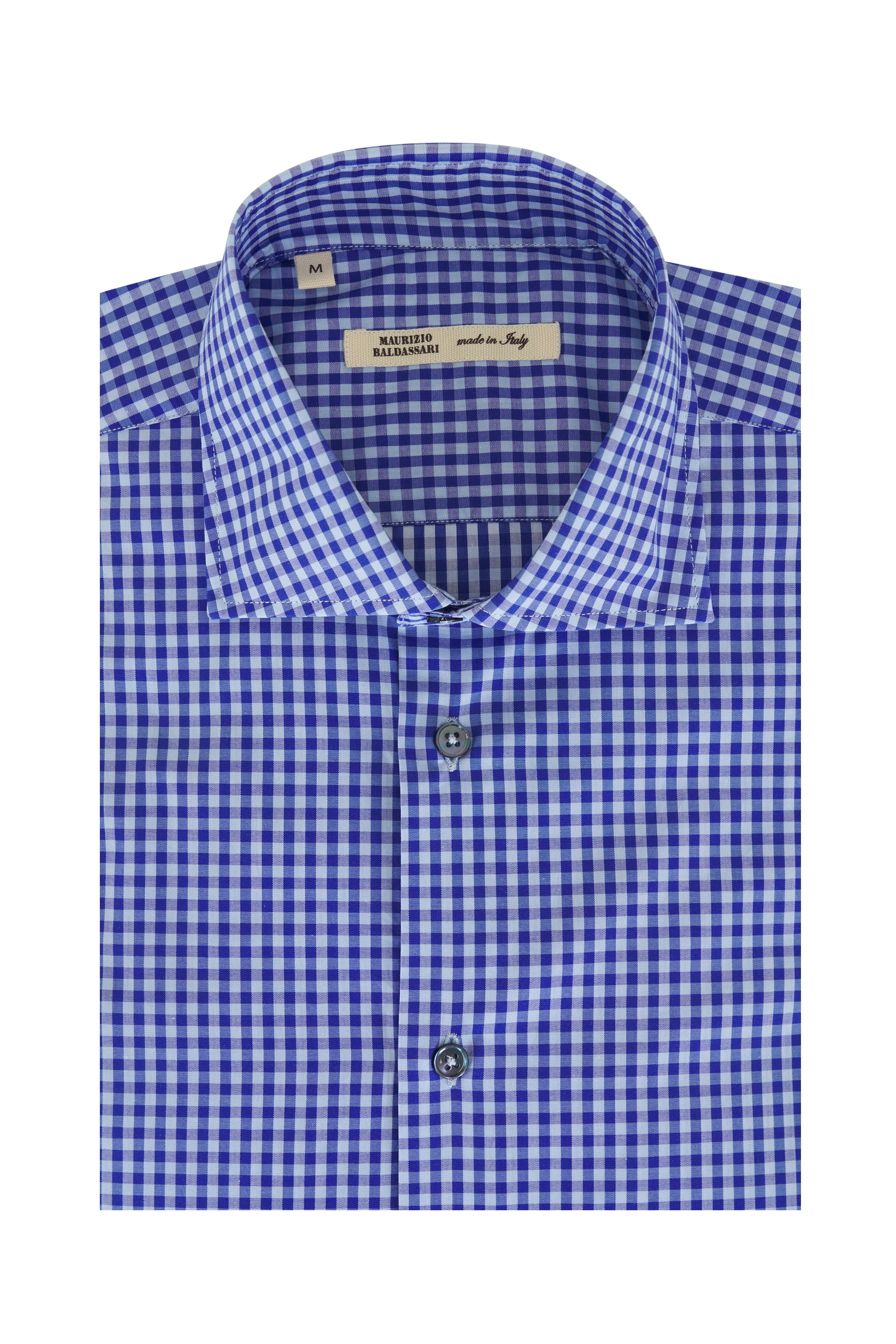 Maurizio Baldassari - Blue & Dark Blue Gingham Cotton Sport Shirt